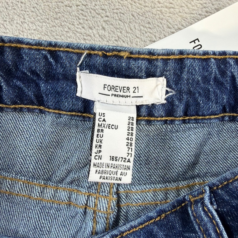 Forever 21 Flare Jeans Daisy Embroidered Womens 28 Blue Denim High Rise New - Picture 9 of 11